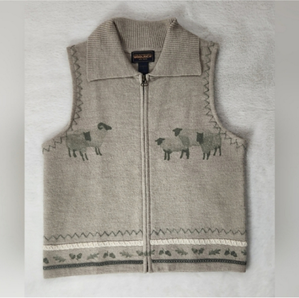 Vintage Woolrich Full Zip Vest with Lambs/Sheep